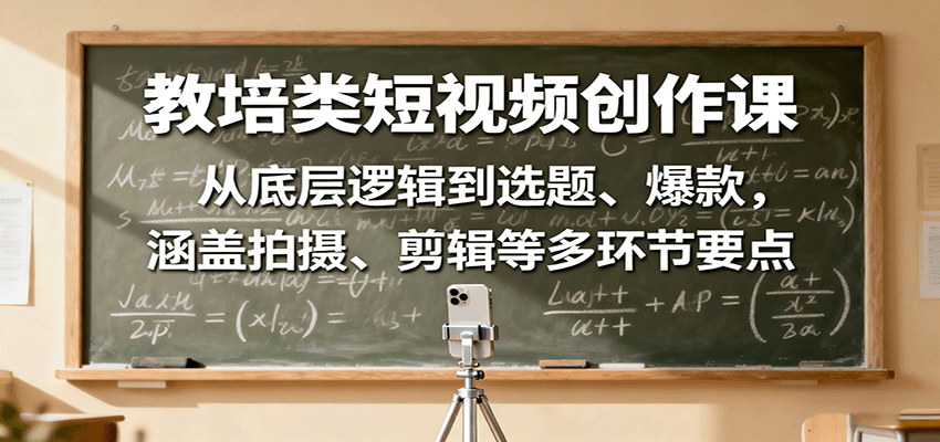 教培类短视频创作课：从底层逻辑到选题、爆款，涵盖拍摄、剪辑等多环节要点-AI学习资源网