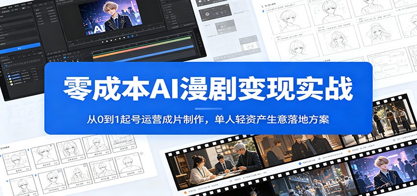 零成本AI漫剧变现实战：从0到1起号运营成片制作，单人轻资产生意落地方案-AI学习资源网