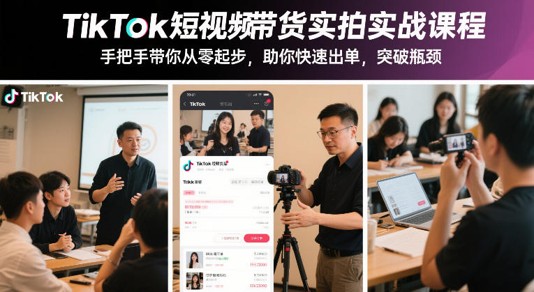 TikTok短视频带货实拍实战课程，手把手带你从零起步，助你快速出单，突破瓶颈-AI学习资源网