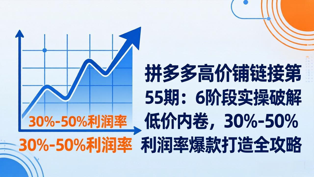 拼多多高价铺链接第55期：6阶段实操破解低价内卷，30%-50%利润率爆款打造全攻略-AI学习资源网