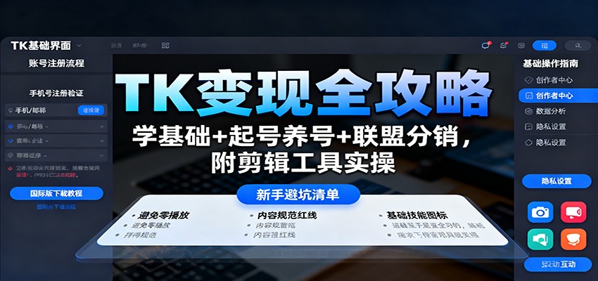 TK变现全攻略：学基础+起号养号+联盟分销，附剪辑工具实操-AI学习资源网