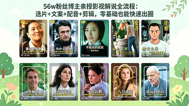 56万粉丝博主亲授影视解说全流程：选片+文案+配音+剪辑，零基础也能快速出圈-AI学习资源网