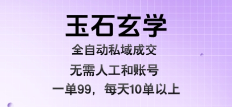 玉石玄学全自动私域成交，一单99每天十单以上，无需人工和矩阵账号，蓝海项目直接干【揭秘】-AI学习资源网