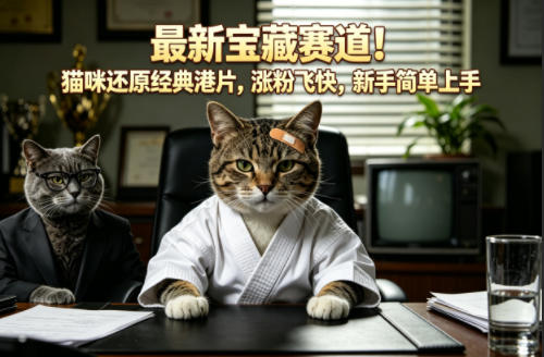 最新宝藏赛道！猫咪还原经典港片，涨粉飞快，新手简单上手-AI学习资源网