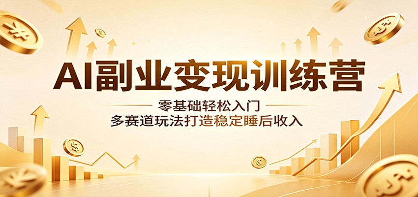 AI副业变现训练营：零基础轻松入门，多赛道玩法打造稳定睡后收入-AI学习资源网