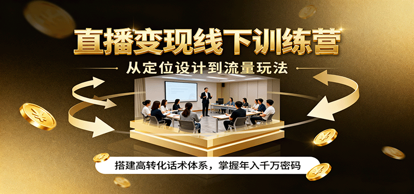 直播变现线下训练营，从定位设计到流量玩法，搭建高转化话术体系，掌握年入千万密码-AI学习资源网