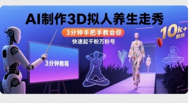 Ai制作3D拟人养生走秀，3分钟手把手教会你，快速起千粉万粉号-AI学习资源网