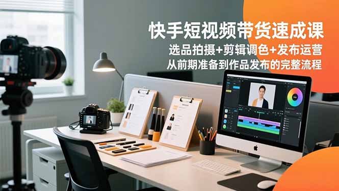 快手短视频带货速成课，选品拍摄+剪辑调色+发布运营，从前期准备到作品发布的完整流程-AI学习资源网