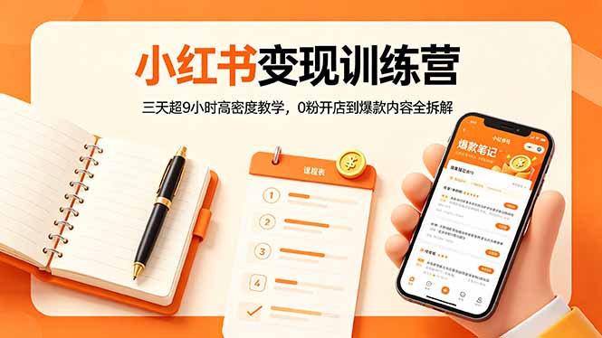 小红书变现训练营：三天超9小时高密度教学，0粉开店到爆款内容全拆解-AI学习资源网