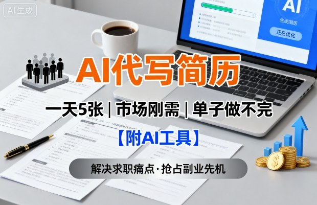 AI代写简历，一天5张，今年找工作难，市场刚需，单子做不完【附AI工具】-AI学习资源网