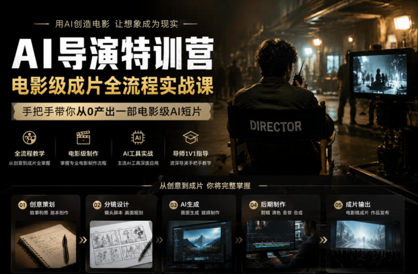 AI导演特训营，电影级成片全流程实战课，手把手带你从0产出一部电影级AI短片-AI学习资源网