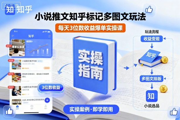 小说推文知乎标记多图文玩法，每天3位数收益爆单实操课-AI学习资源网