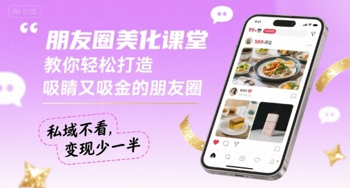 朋友圈美化课堂，教你轻松打造，吸睛又吸金的朋友圈，私域不看，变现少一半-AI学习资源网