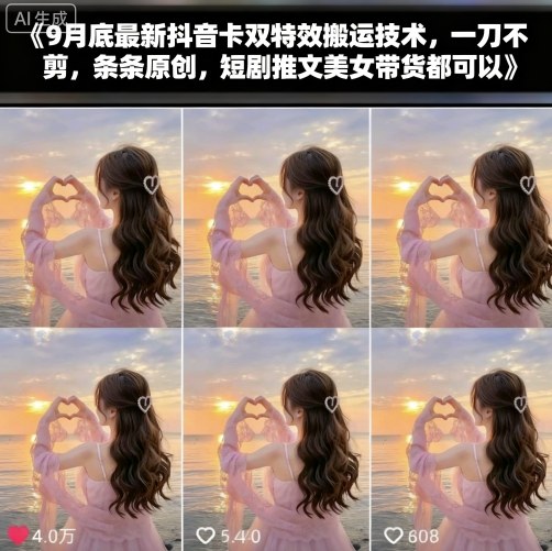 9月底最新抖音卡双特效搬运技术，一刀不剪，条条原创，短剧推文美女带货都可以-AI学习资源网