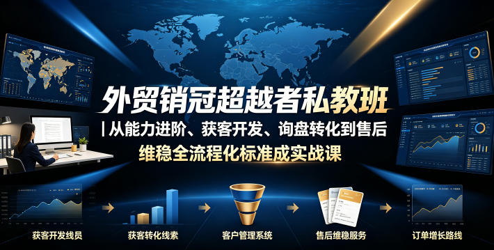 外贸销冠超越者私教班｜从能力进阶、获客开发、询盘转化到售后维稳全流程标准化成交实战课-AI学习资源网