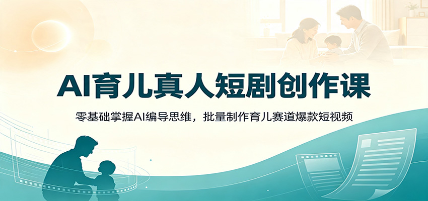 AI育儿真人短剧创作课：零基础掌握AI编导思维，批量制作育儿赛道爆款短视频-AI学习资源网