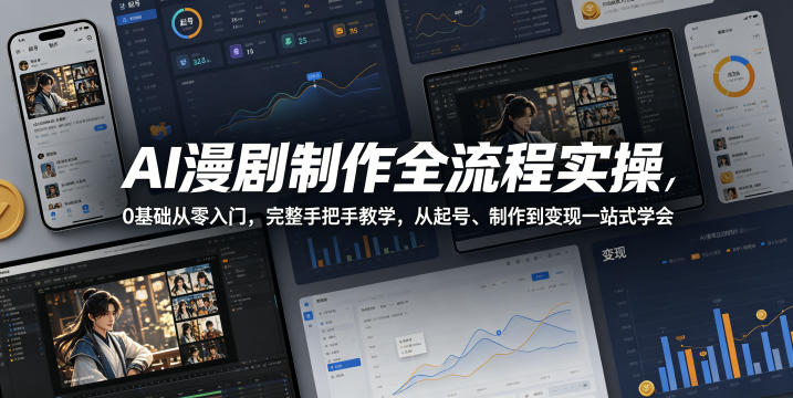 AI漫剧制作全流程实操,0基础从零入门,完整手把手教学,从起号、制作到变现一站式学会(更新)-AI学习资源网