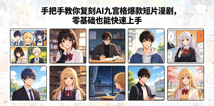 手把手教你复刻AI九宫格爆款短片漫剧，零基础也能快速上手-AI学习资源网