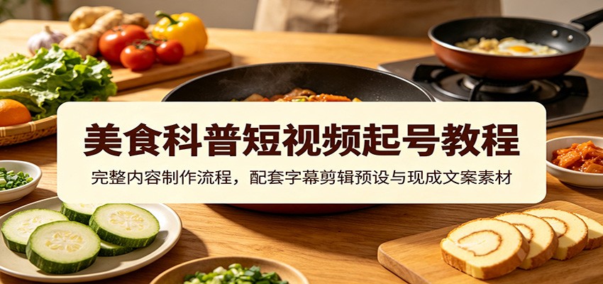 美食科普短视频起号教程：完整内容制作流程，配套字幕剪辑预设与现成文案素材-AI学习资源网