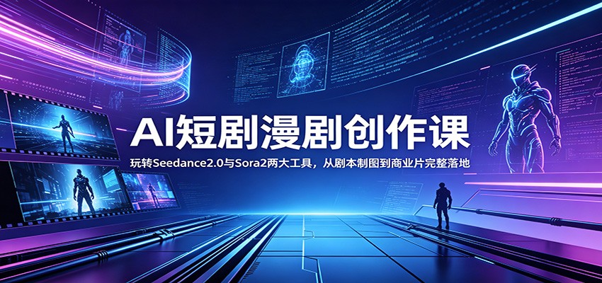 AI短剧漫剧创作课：玩转Seedance2.0与 Sora2两大工具，从剧本制图到商业片完整落地-AI学习资源网