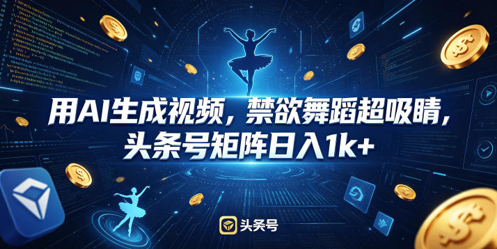 用AI生成视频，禁欲舞蹈超吸睛，头条号矩阵日入1k+-AI学习资源网
