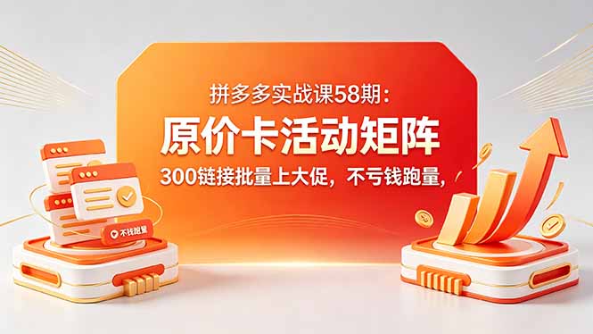拼多多实战课58期：原价卡活动矩阵，300链接批量上大促，不亏钱跑量-AI学习资源网