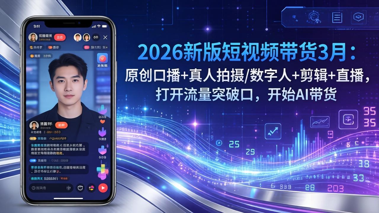 2026新版短视频带货3月：原创口播+真人拍摄/数字人+剪辑+直播，打开流量突破口，开始AI带货-AI学习资源网