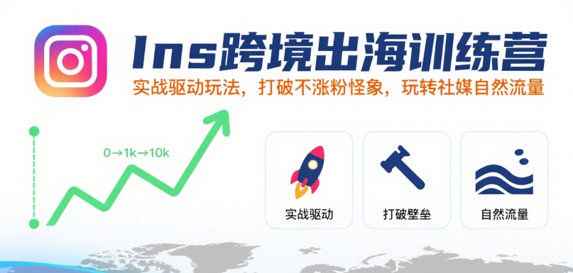 Ins跨境出海训练营，实战驱动玩法，打破不涨粉怪象，玩转社媒自然流量-AI学习资源网