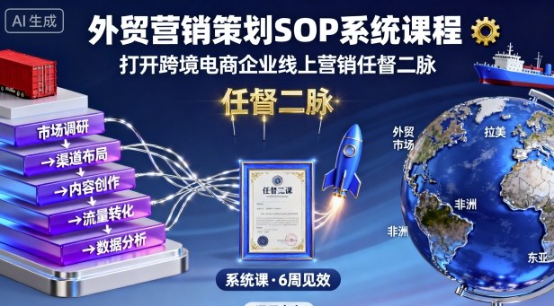 外贸营销策划SOP系统课程，打开跨境电商企业线上营销任督二脉-AI学习资源网