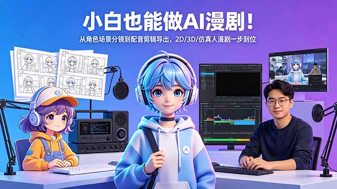 小白也能做AI漫剧！从角色场景分镜到配音剪辑导出，2D/3D/仿真人漫剧一步到位-AI学习资源网