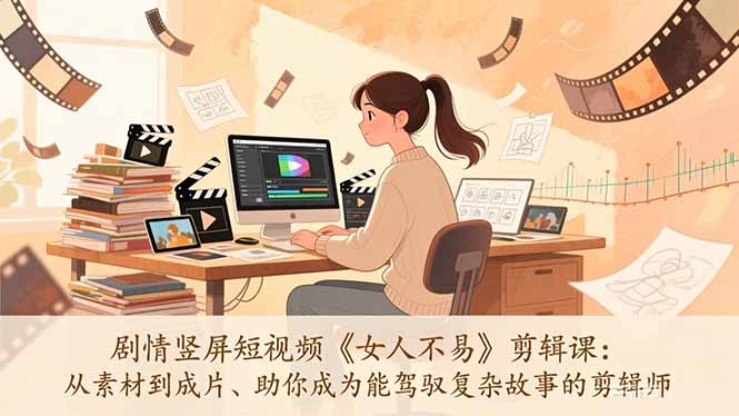 剧情竖屏短视频《女人不易》剪辑课：从素材到成片、助你成为能驾驭复杂故事的剪辑师-AI学习资源网