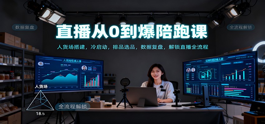 直播从0到爆陪跑课：人货场搭建，冷启动，排品选品，数据复盘，解锁直播全流程-AI学习资源网