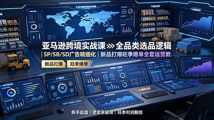 亚马逊跨境实战课：全品类选品逻辑｜SP/SB/SD广告精细化｜新品打爆旺季爆单全套运营教程-AI学习资源网