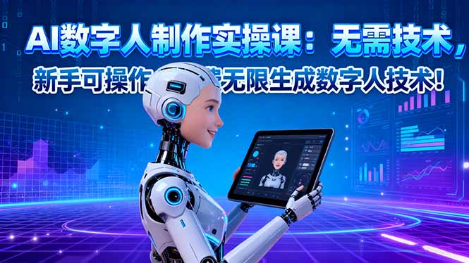 AI数字人制作实操课：无需技术，新手可操作，免费无限生成数字人技术！-AI学习资源网