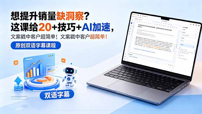 想提升销量缺洞察？这课给 20 + 技巧 + AI 加速，文案戳中客户超简单！【原创双语字幕】-AI学习资源网