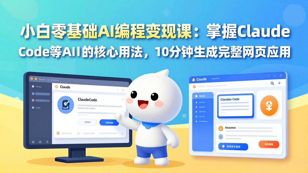 小白零基础AI编程变现课:掌握Claude Code等AI工具的核心用法,10分钟生成完整网页应用-AI学习资源网