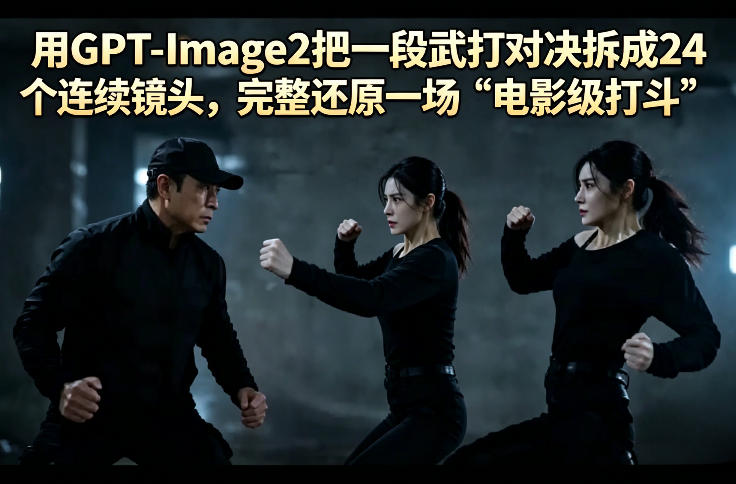 用GPT-Image2把一段武打对决拆成24个连续镜头，完整还原一场“电影级打斗”-AI学习资源网