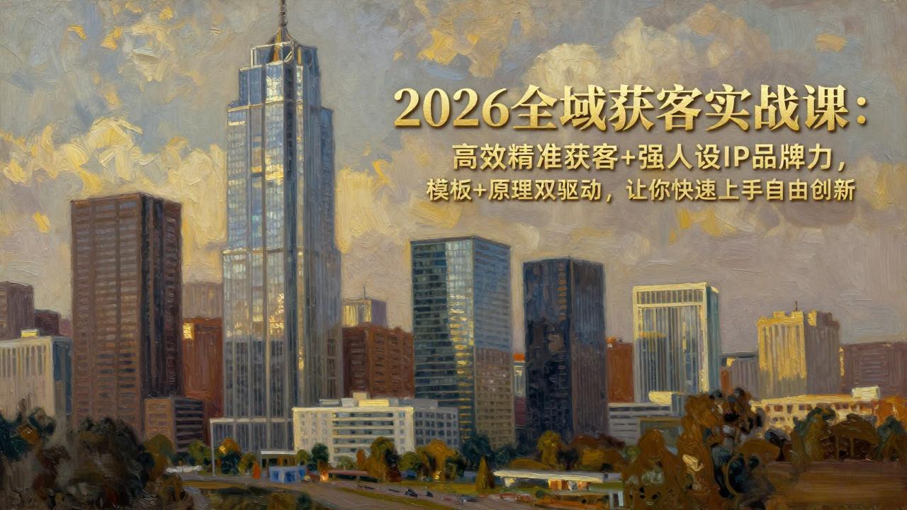2026全域获客实战课：高效精准获客+强人设IP品牌力，模板+原理双驱动，让你快速上手自由创新-AI学习资源网