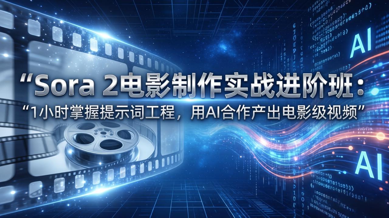 Sora 2电影制作实战进阶班：1小时掌握提示词工程，用AI合作产出电影级视频-AI学习资源网