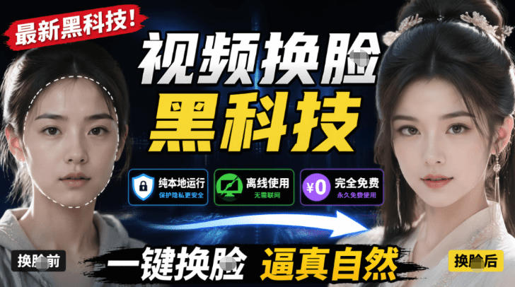 AI人工智能如此夸张？一键视频换Lian黑科技，纯本地离线运行，本地视频换Lian娱乐工具，AI FaceSwap-AI学习资源网