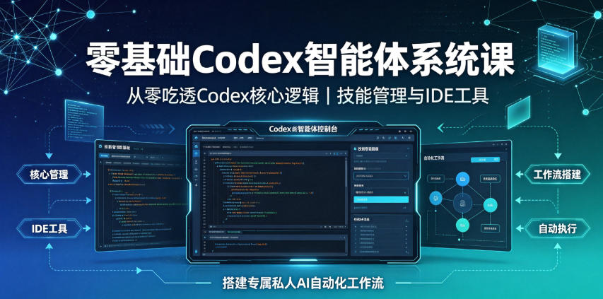 零基础Codex智能体系统课|从零吃透Codex核心逻辑、技能管理与IDE工具,搭建专属私人AI自动化工作流-AI学习资源网