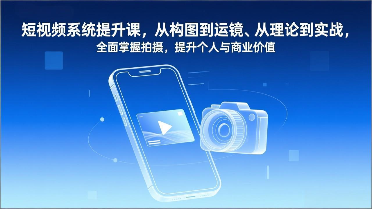 短视频系统提升课，从构图到运镜、从理论到实战，全面掌握拍摄，提升个人与商业价值-AI学习资源网