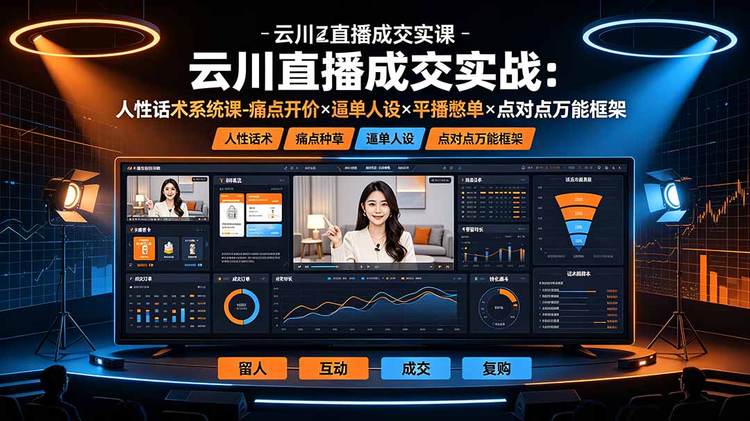 云川直播成交实战：人性话术系统课-痛点种草×塑品开价×逼单人设×平播憋单×点对点万能框架-AI学习资源网