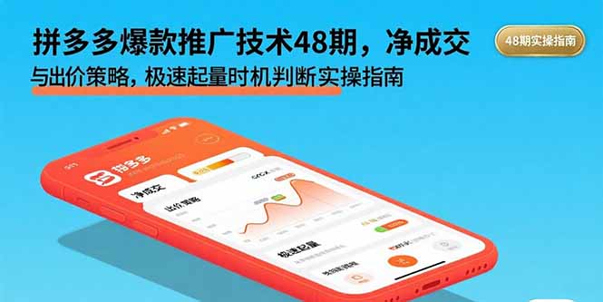 拼多多爆款推广技术48期，净成交与出价策略，极速起量时机判断实操指南-AI学习资源网