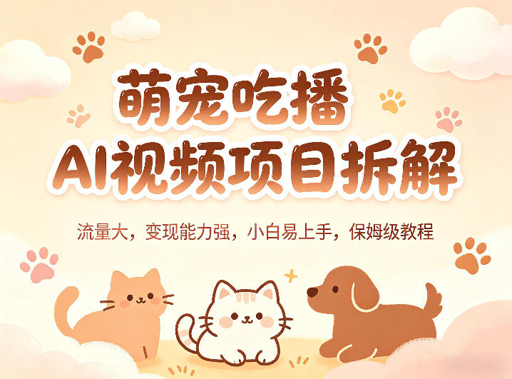 萌宠吃播AI视频项目拆解，流量大，变现能力强，小白易上手，保姆级教程-AI学习资源网