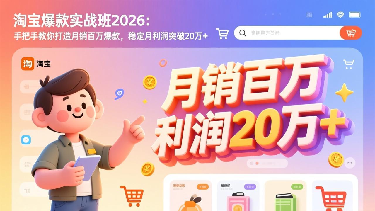 淘宝爆款实战班-2026年3月更新：手把手教你打造月销百万爆款，稳定月利润突破20万+-AI学习资源网