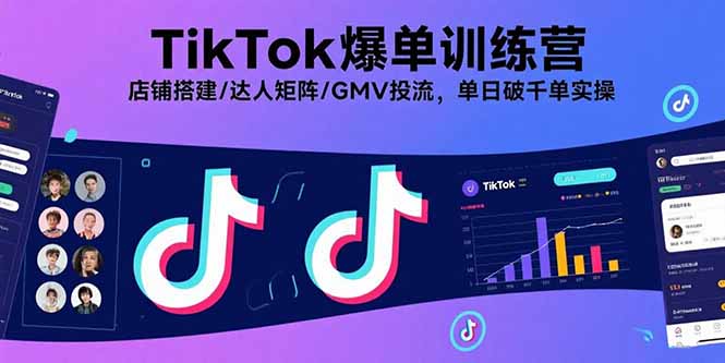TikTok爆单训练营，店铺搭建/达人矩阵/GMV投流，单日破千单实操-AI学习资源网