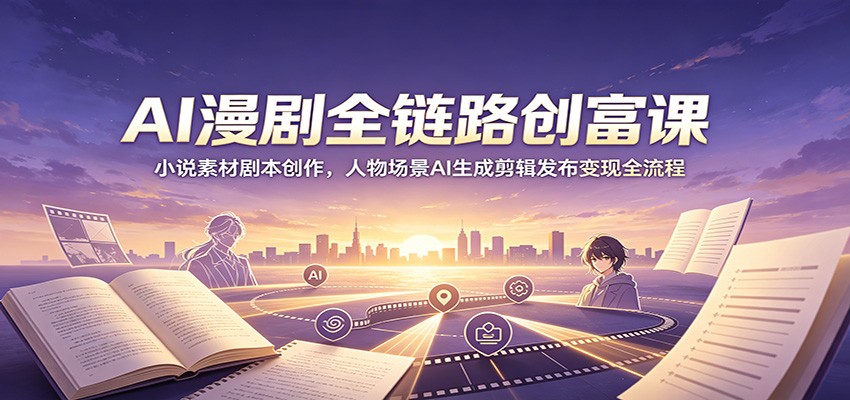 AI漫剧全链路创富课：小说素材剧本创作，人物场景AI生成剪辑发布变现全流程-AI学习资源网