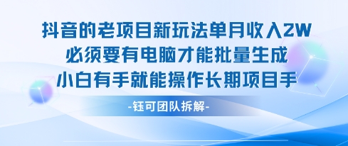 老项目新玩法单月收入2W小白有手就能操作长期项目-AI学习资源网