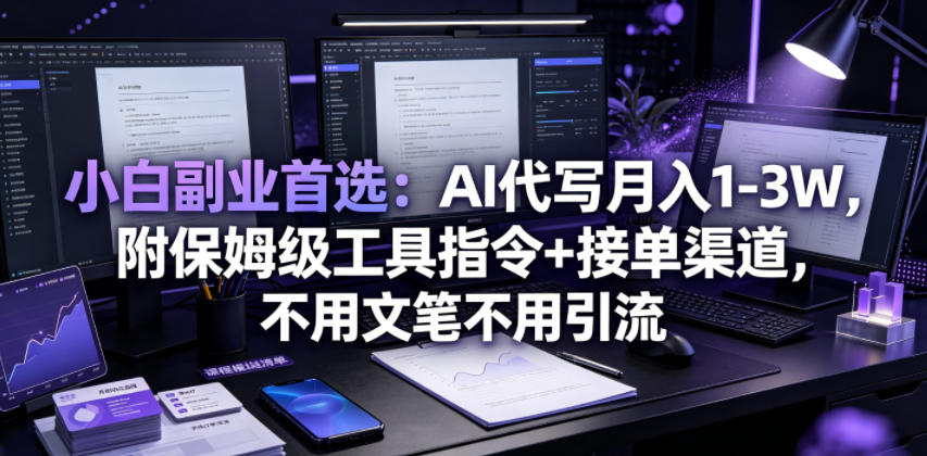 小白副业首选：AI代写月入1-3W，附保姆级工具指令+接单渠道，不用文笔不用引流【揭秘】-AI学习资源网